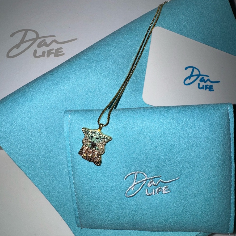 Dan Life Baby Yoda Pendant Necklace with Blue Pouch